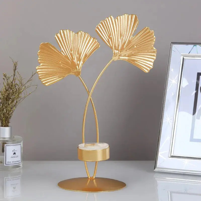 Kuroyashi Golden Ginkgo Leaf Candle Holder eprolo