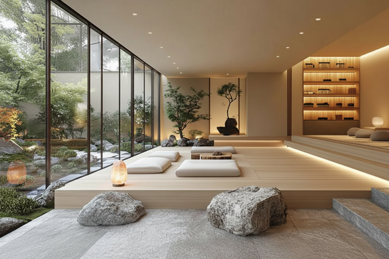 Crystal clear zen room with salt lamp only