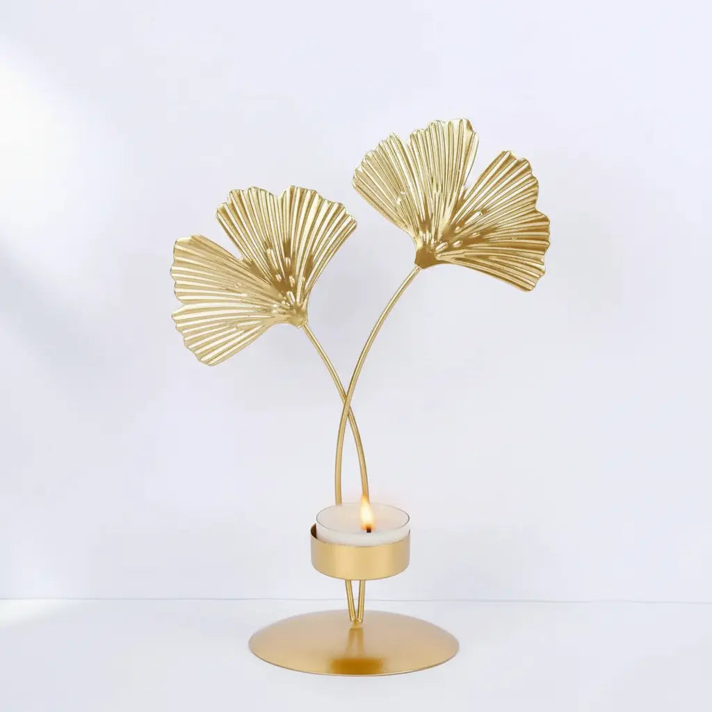 Kuroyashi Golden Ginkgo Leaf Candle Holder eprolo